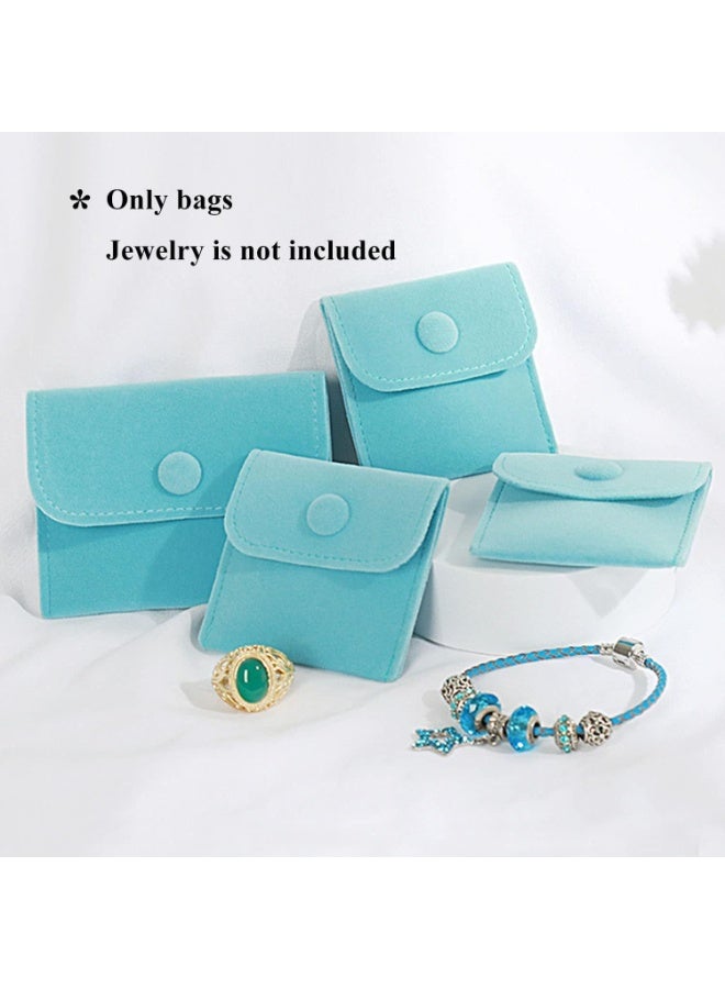 10 قطع حقائب مجوهرات مخملية كبيرة مع زر غلق - حقائب تخزين وهدايا محمولة بالأزرق الأنيق - Image 3